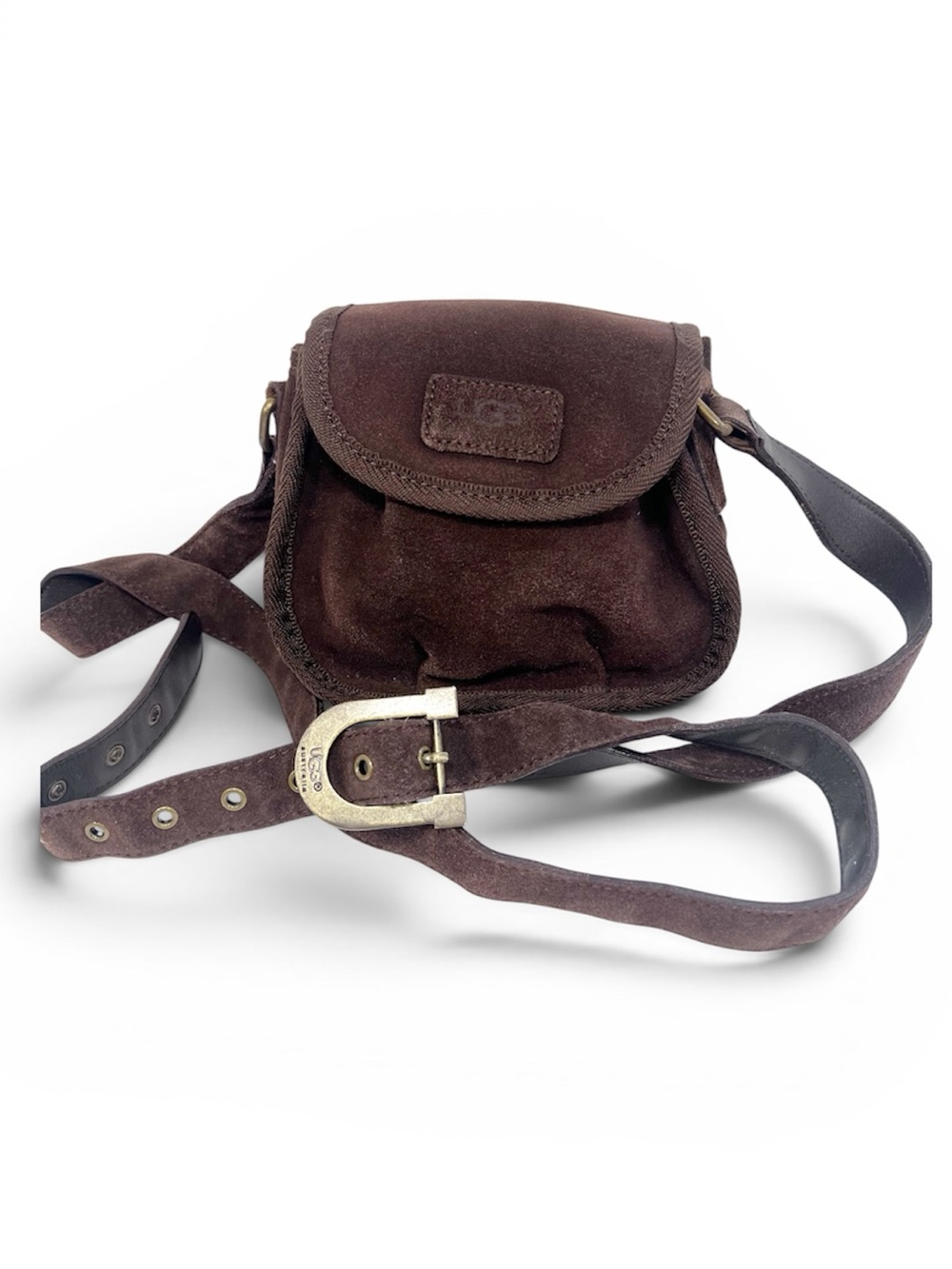 UGG Metropolitan Sunset Pocket Messenger Mini Purse Rare Vintage Brown Leather